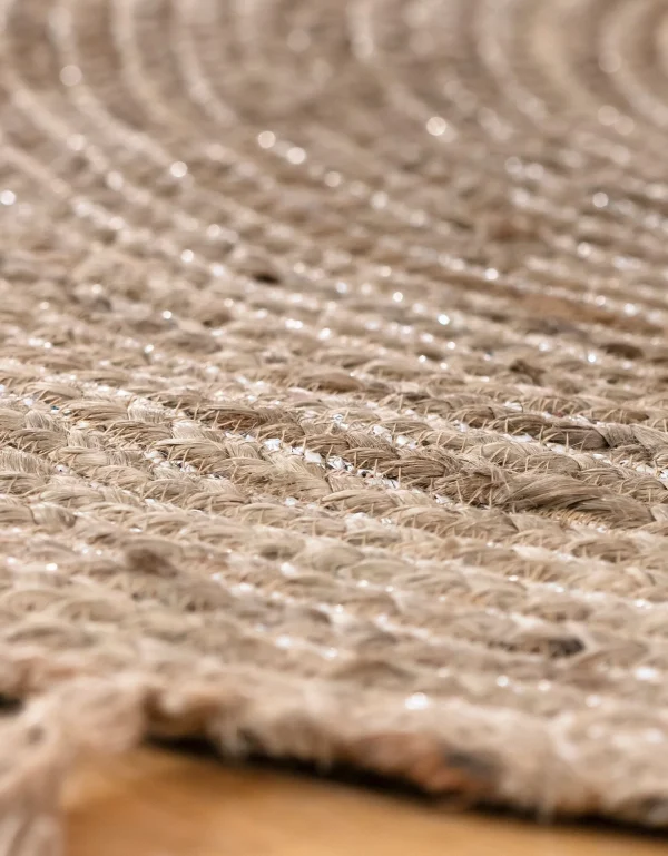 mode pas cher Blancheporte Tapis Rond En Jute Avec Fil Scintillant Et Pompons 4