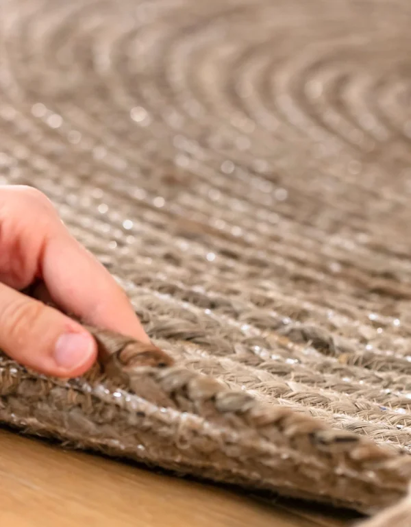 mode pas cher Blancheporte Tapis Rond En Jute Avec Fil Scintillant Et Pompons 5