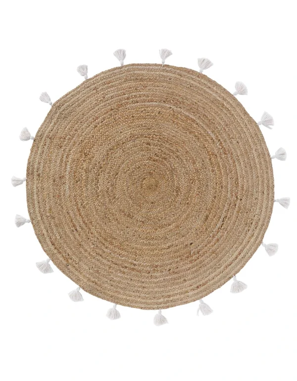 Blancheporte Tapis Rond En Jute Avec Pompons De Couleur qualité supérieure 5