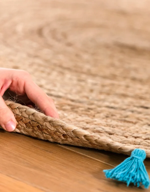 Blancheporte Tapis Rond En Jute Avec Pompons De Couleur Retour Gratuit 4