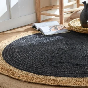 offre spéciale Blancheporte Tapis Rond Jute Bicolore Noir Et Naturel 9