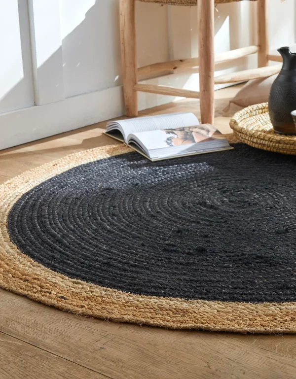 offre spéciale Blancheporte Tapis Rond Jute Bicolore Noir Et Naturel 3