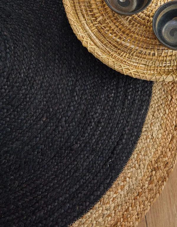 offre spéciale Blancheporte Tapis Rond Jute Bicolore Noir Et Naturel 4