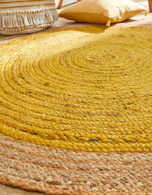 Blancheporte Tapis Rond Jute Bicolore Moutarde/naturel soldes en ligne 4