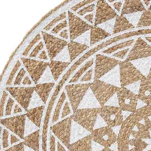 magasin en ligne france Blancheporte Tapis Rond En Jute Imprimé Blanc 18