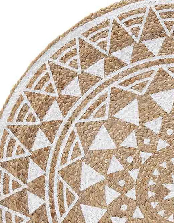 magasin en ligne france Blancheporte Tapis Rond En Jute Imprimé Blanc 7