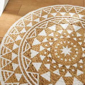 magasin en ligne france Blancheporte Tapis Rond En Jute Imprimé Blanc 10