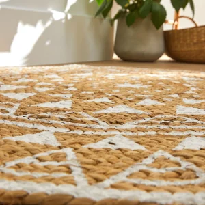 magasin en ligne france Blancheporte Tapis Rond En Jute Imprimé Blanc 12