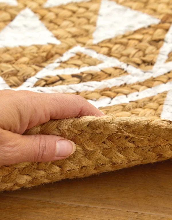 magasin en ligne france Blancheporte Tapis Rond En Jute Imprimé Blanc 5