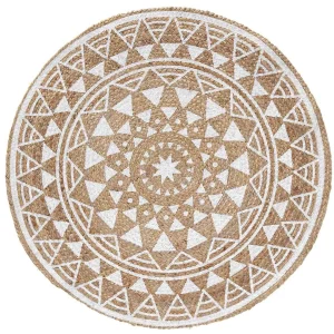 magasin en ligne france Blancheporte Tapis Rond En Jute Imprimé Blanc 16