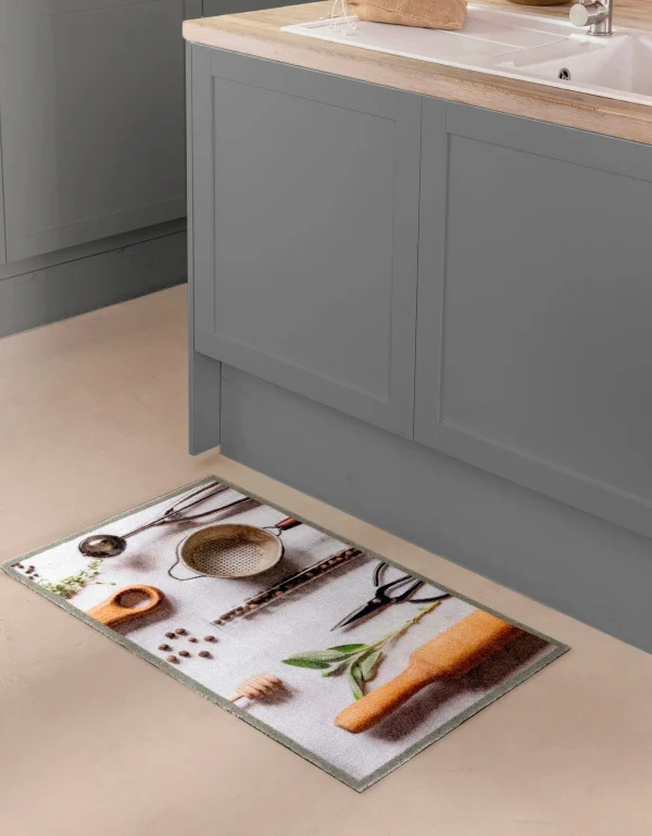 SOLDES TOUT À Blancheporte Tapis De Cuisine Velours Photo-impression Ustensiles 1