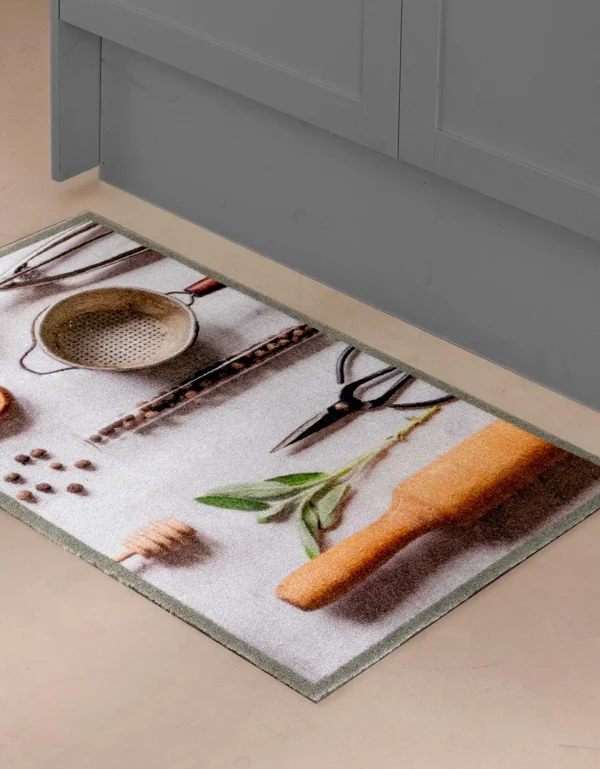 SOLDES TOUT À Blancheporte Tapis De Cuisine Velours Photo-impression Ustensiles 3
