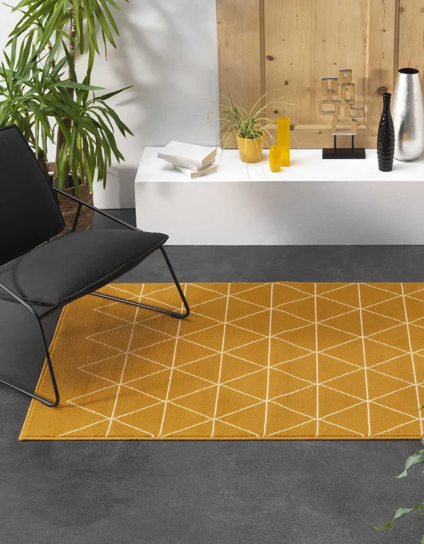 Livraison internationale Blancheporte Tapis Rectangulaire Motif Géométrique Jaune 1