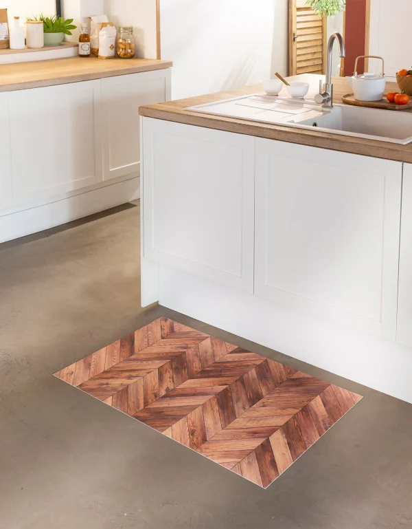 qualité supérieure Blancheporte Tapis Vinyle Effet Parquet Chevrons 1