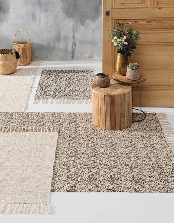 Pas Cher Magasin Soldes Blancheporte Tapis Rectangulaire Finition Franges, Motif Feuillage 1