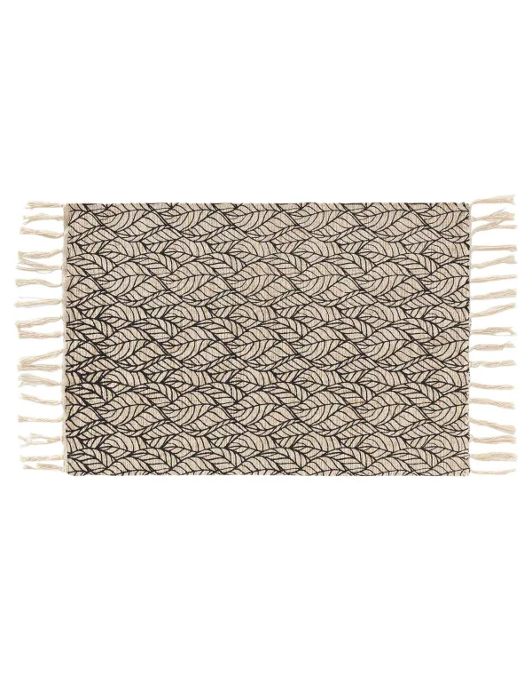 Pas Cher Magasin Soldes Blancheporte Tapis Rectangulaire Finition Franges, Motif Feuillage 3