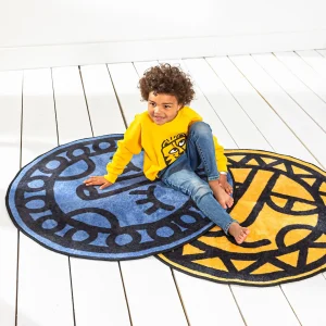 Blancheporte Tapis Rond Imprimé Tête D’animal Fond Bleu, Collection Enfant LEM SOLDES TOUT À 8