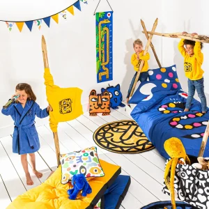 Blancheporte Tapis Rond Imprimé Tête D’animal Fond Bleu, Collection Enfant LEM SOLDES TOUT À 12