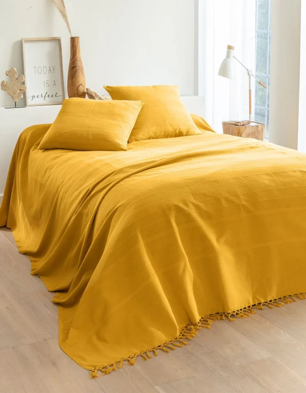 Officielle Blancheporte Plaid Ou Jeté Uni Coton Tissage Artisanal 3