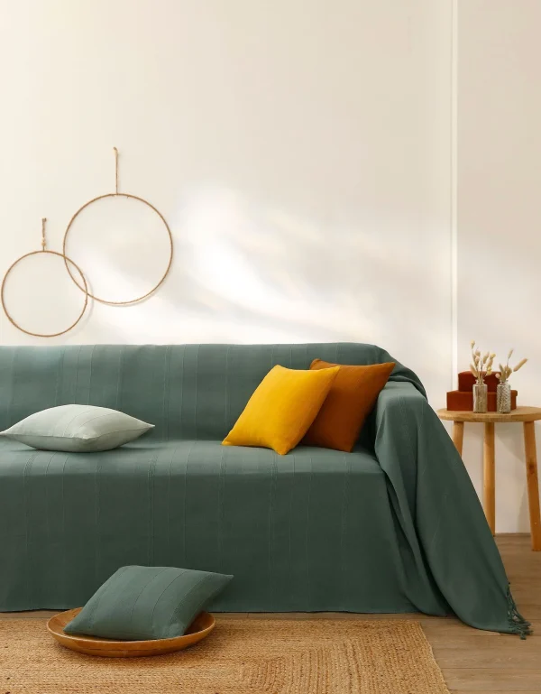 Blancheporte Plaid Ou Jeté Uni Coton Tissage Artisanal à prix réduits 1