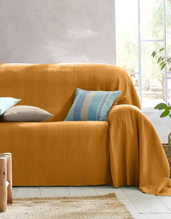 Blancheporte Plaid Ou Jeté Uni Coton Tissage Artisanal guranteed de qualité 1
