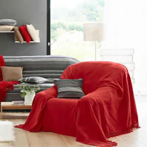 Prestation Et Rapide Blancheporte Plaid Ou Jeté Uni Coton Tissage Artisanal 8