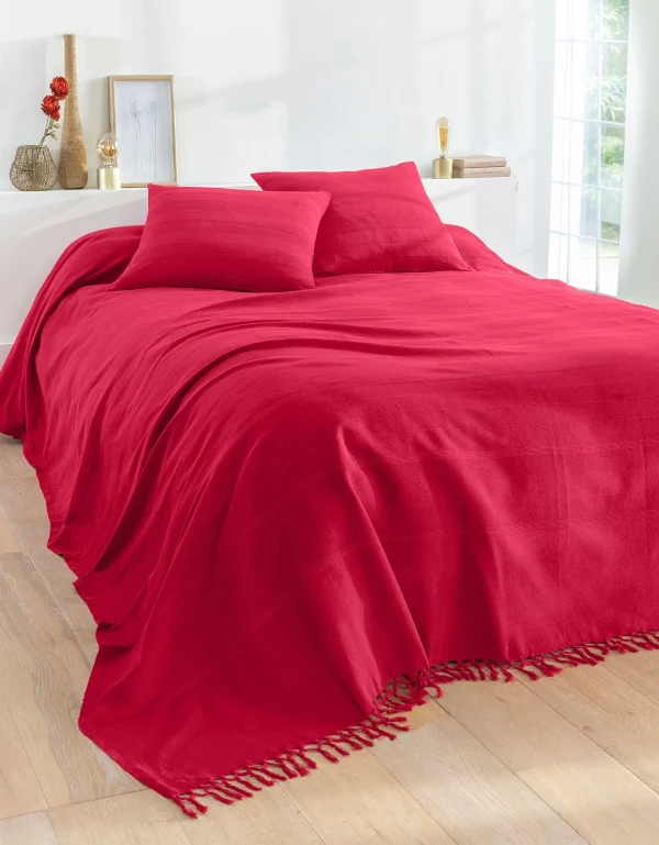 Prestation Et Rapide Blancheporte Plaid Ou Jeté Uni Coton Tissage Artisanal 4