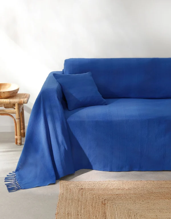 Retour Gratuit Blancheporte Plaid Ou Jeté Uni Coton Tissage Artisanal 1