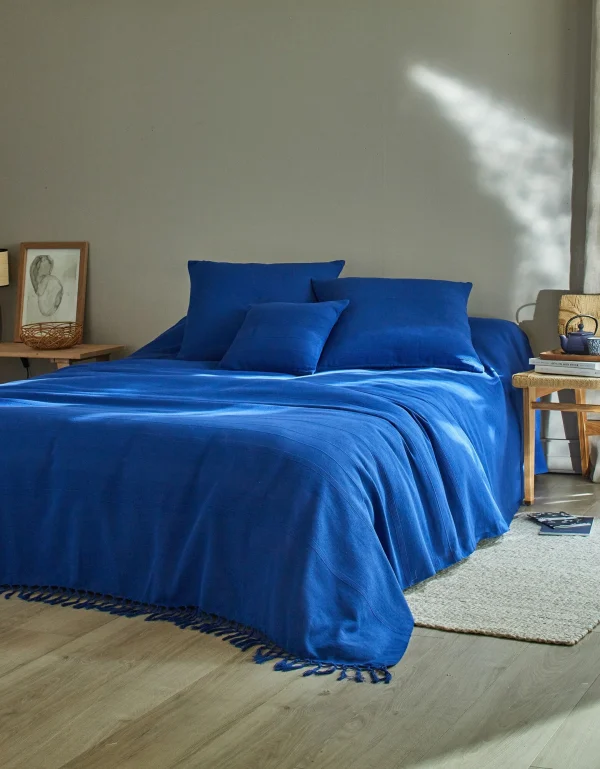 Retour Gratuit Blancheporte Plaid Ou Jeté Uni Coton Tissage Artisanal 3