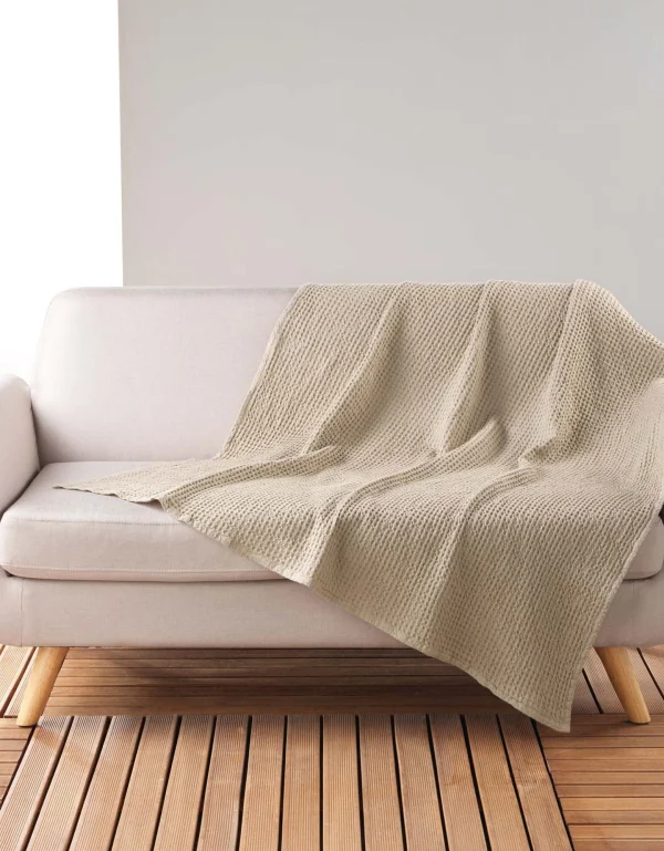 outlet Blancheporte Plaid Ou Jeté De Canapé Nid D’abeille Coton Uni 1