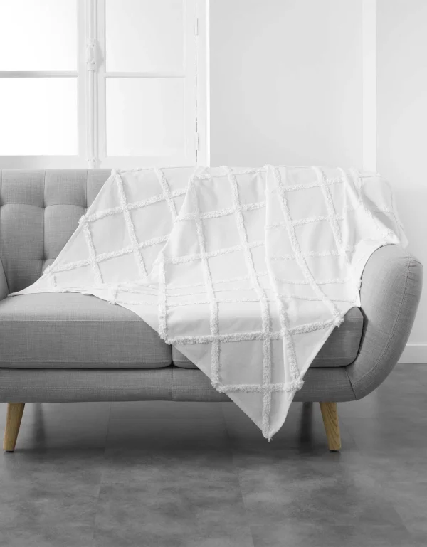 boutique paris Blancheporte Plaid Ou Jeté De Canapé Coton Tufté Imprimé 1