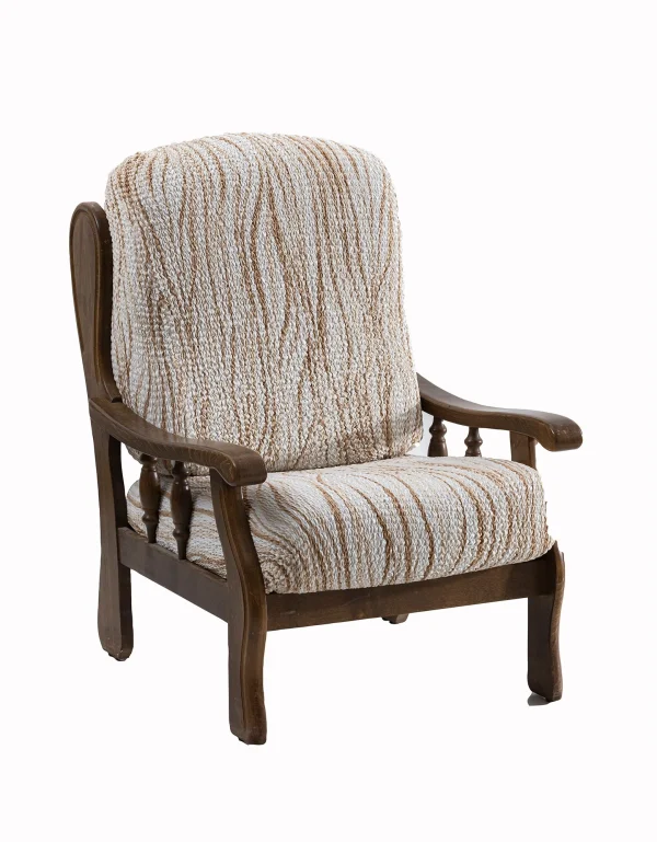 Blancheporte Housse Microfibre Bi-extensible Imprimé Vagues Spéciale Fauteuil Rustique en promotion 1