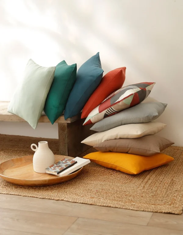 soldes luxe Colombine Housse De Coussin Unie Bachette – Lot De 2 3
