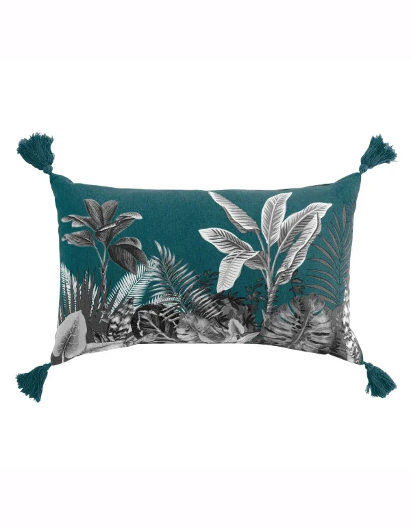 Blancheporte Coussin Imprimé Tropical Pompons soldes en ligne 1