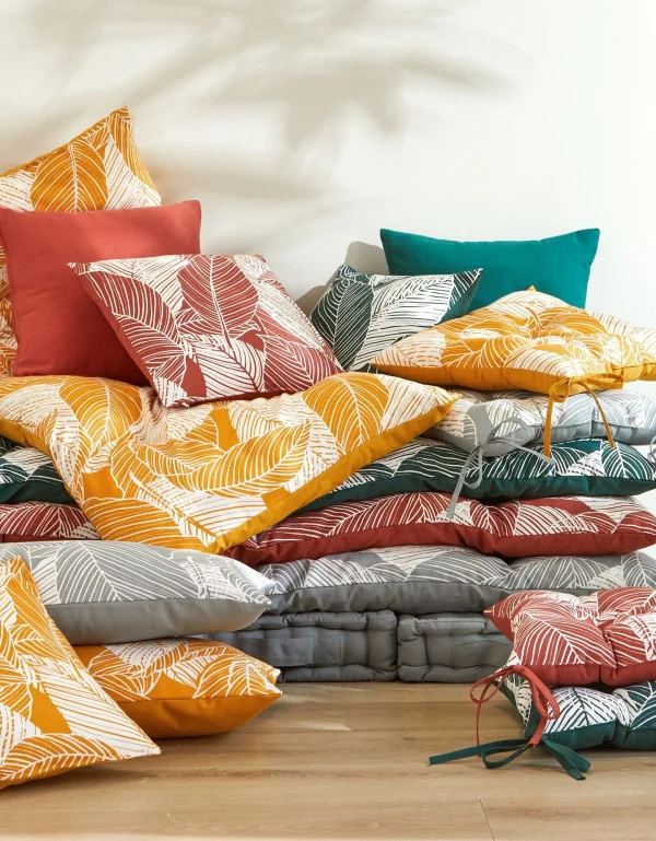 Blancheporte Housse De Coussin Carrée Imprimé Feuillage – Lot De 2 Meilleur Prix 7